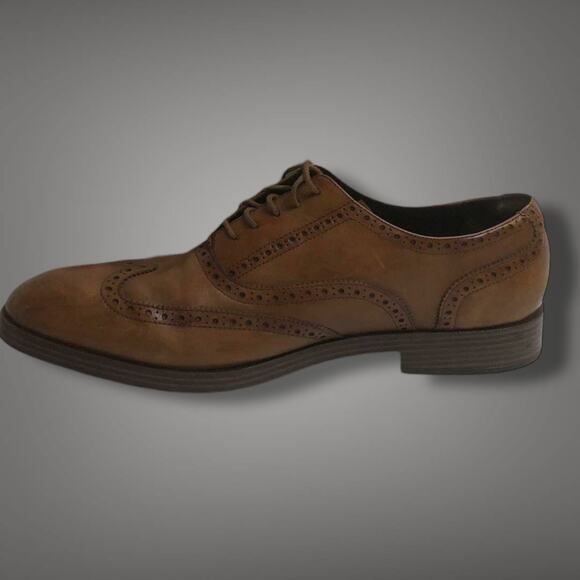 Men\'s Size 13 COLE HAAN Henry Grand Wingtip British Tan Leather Oxford Shoes EUC main image 8
